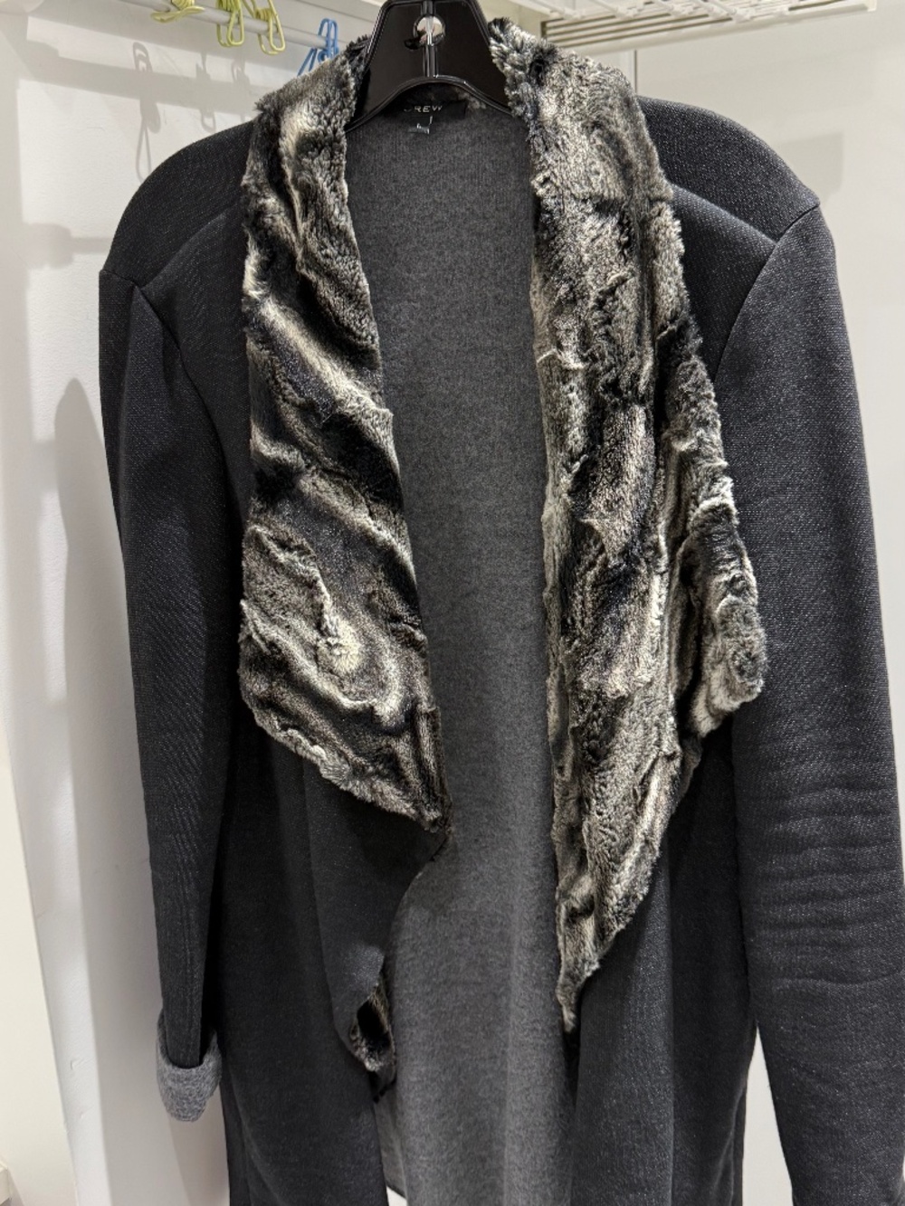 Gray black Faux fur knit jacket
